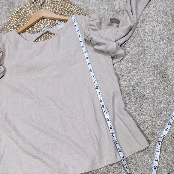 The Odells Ruffle Shoulder Long Sleeve Top Blouse in Beige Cottagecore Size S - Picture 13 of 14